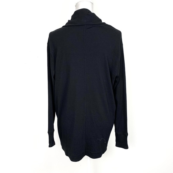 Athleta Women M Pranayama Restore Wrap Cardigan Black Rib Knit Athleisure Pocket - Picture 4 of 13